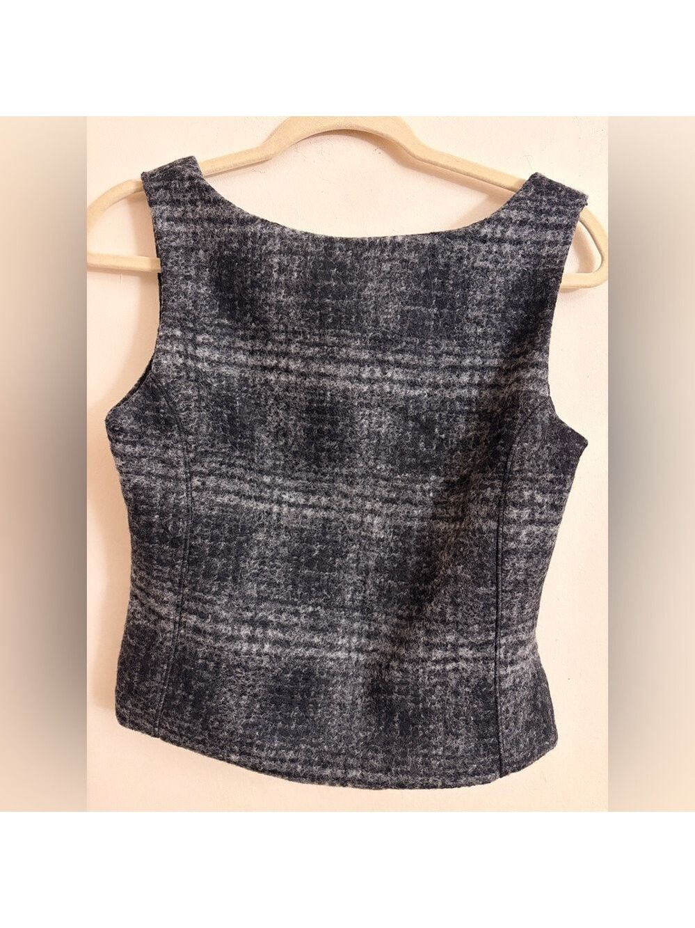 Banana Republic Wool Blend Plaid Vest Sleeveless Top and Cut out Back Size 4
